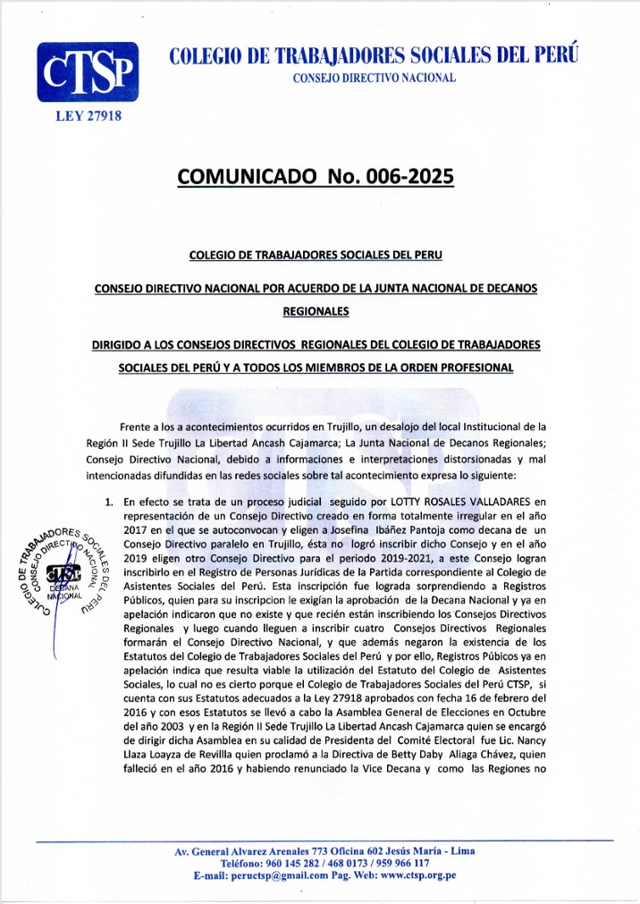 COMUNICADO N° 006-2025
